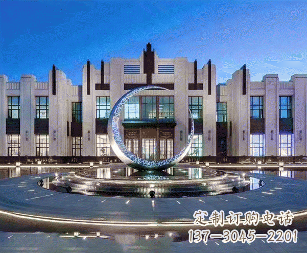 兰州城市不锈钢月亮摆件雕塑