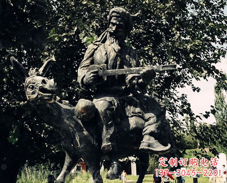 兰州阿凡提和小毛驴公园景观铜雕
