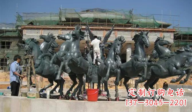 兰州八马踏浪阿波罗战车景观铜雕