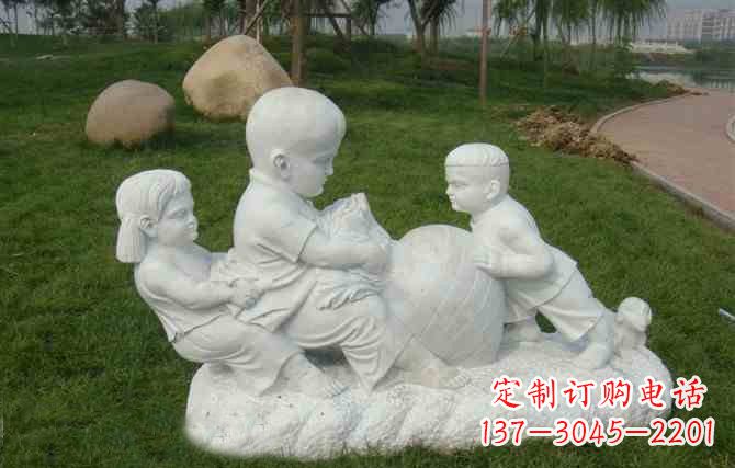 兰州拔萝卜的儿童石雕