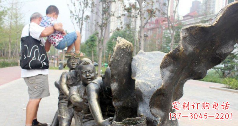 兰州拔萝卜的儿童小区景观铜雕