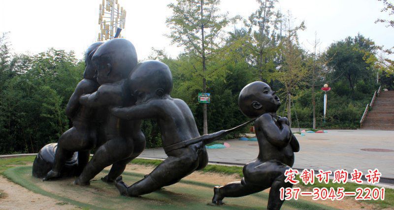 兰州拔萝卜的小孩街边景观铜雕