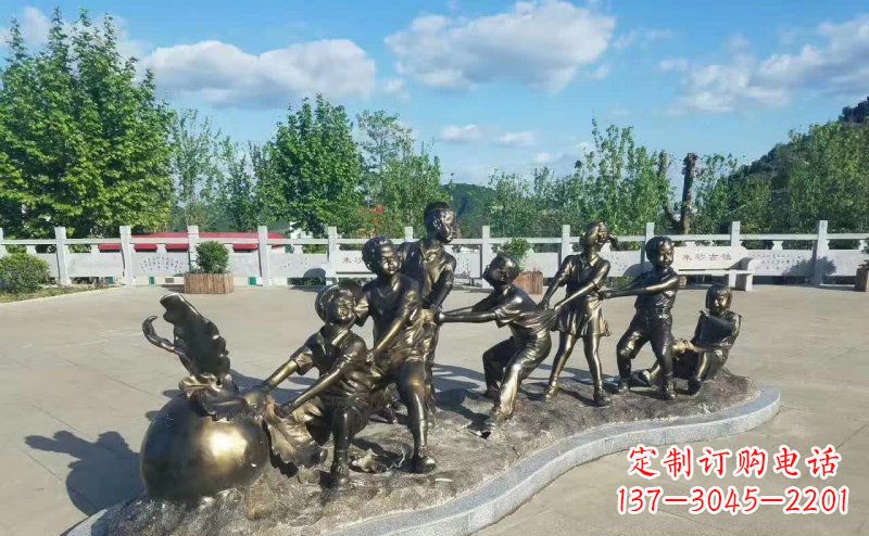 兰州拔萝卜人物铜雕 (2)