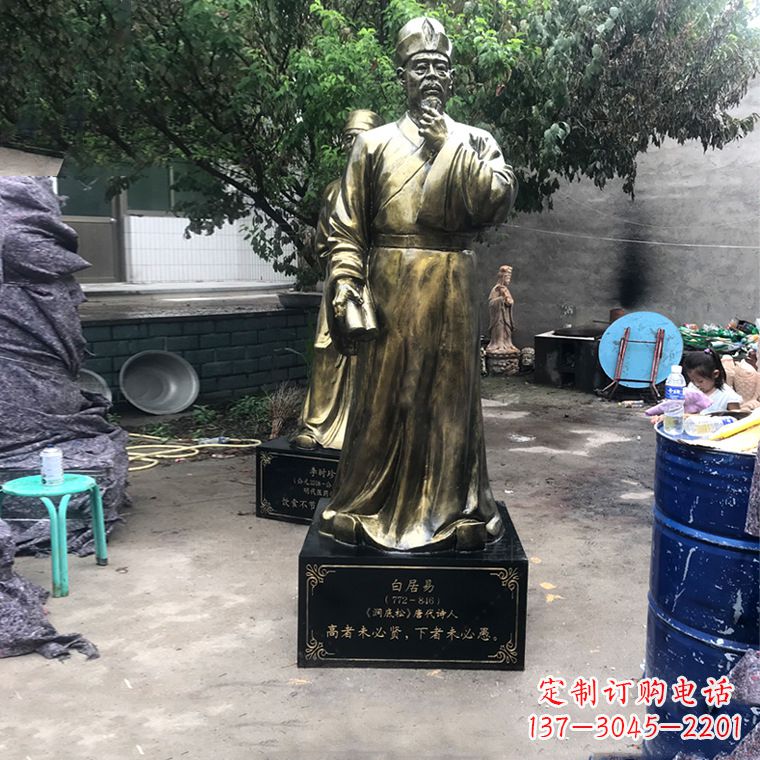 兰州白居易仿铜雕像经典中国古代诗人的艺术再现