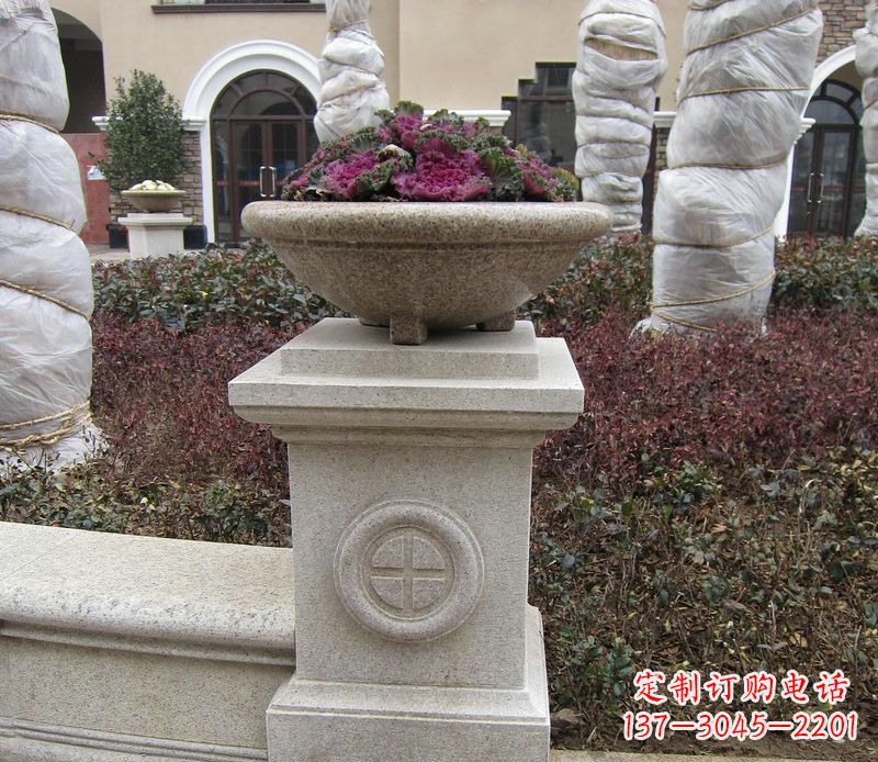 兰州别墅景观大理石花盆石雕_2