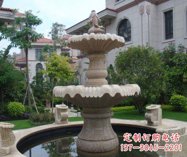 兰州别墅景观石雕多层喷泉雕塑