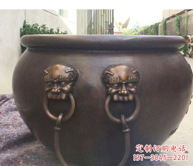 兰州别墅招财水缸铜雕塑摆件