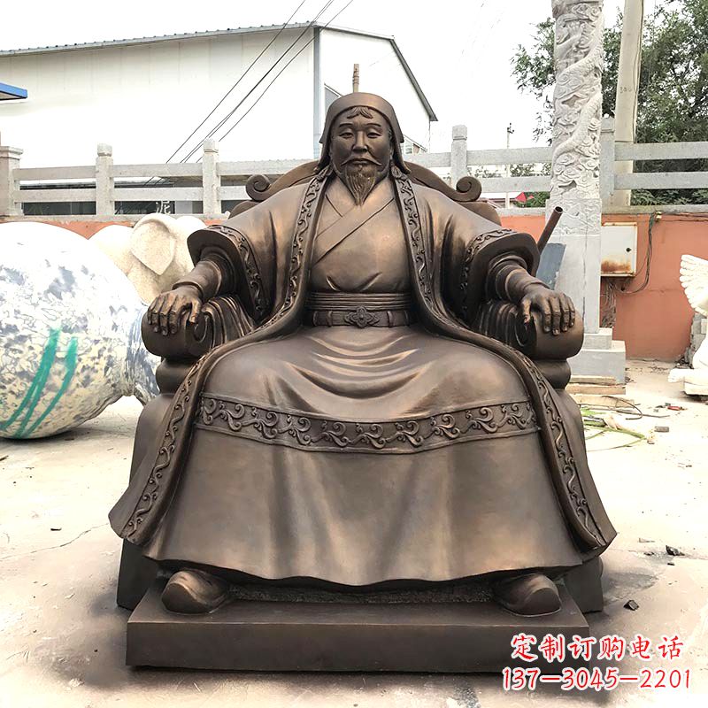 兰州成吉思汗玻璃钢仿铜雕塑