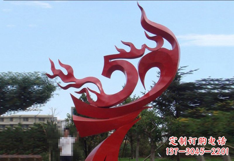 兰州不锈钢凤凰涅槃雕塑——象征着新生
