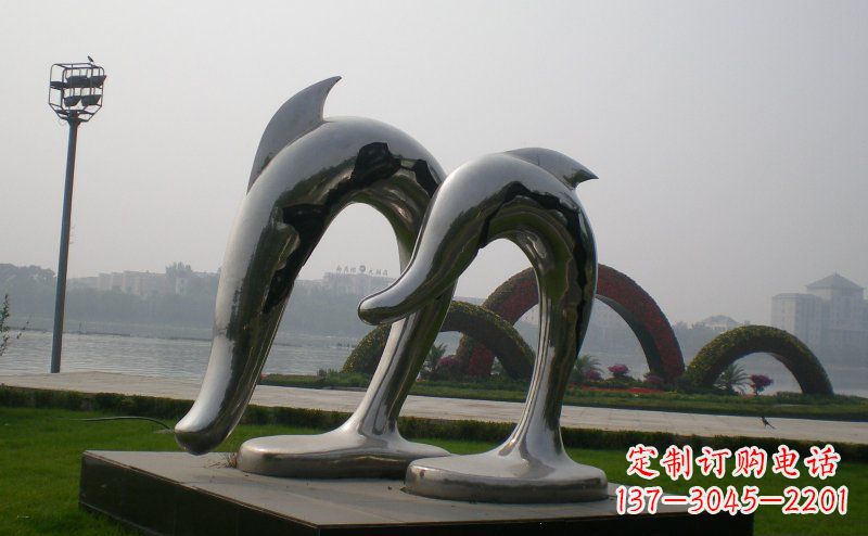 兰州精美不锈钢海豚雕塑