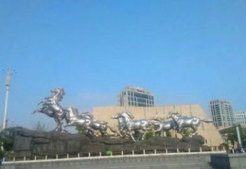兰州不锈钢八匹马动物雕塑