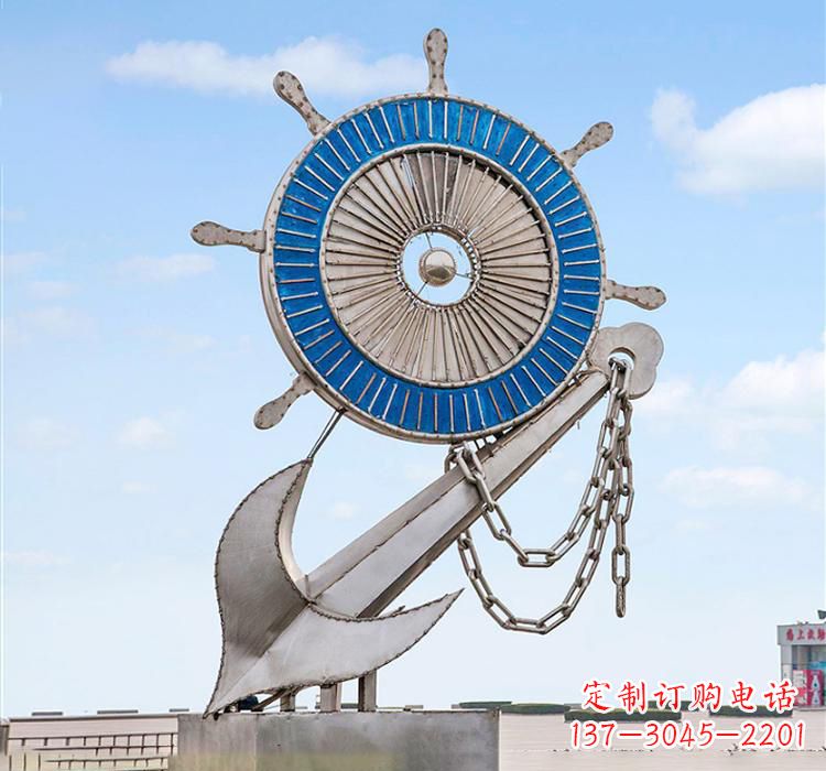 兰州不锈钢船舵雕塑2