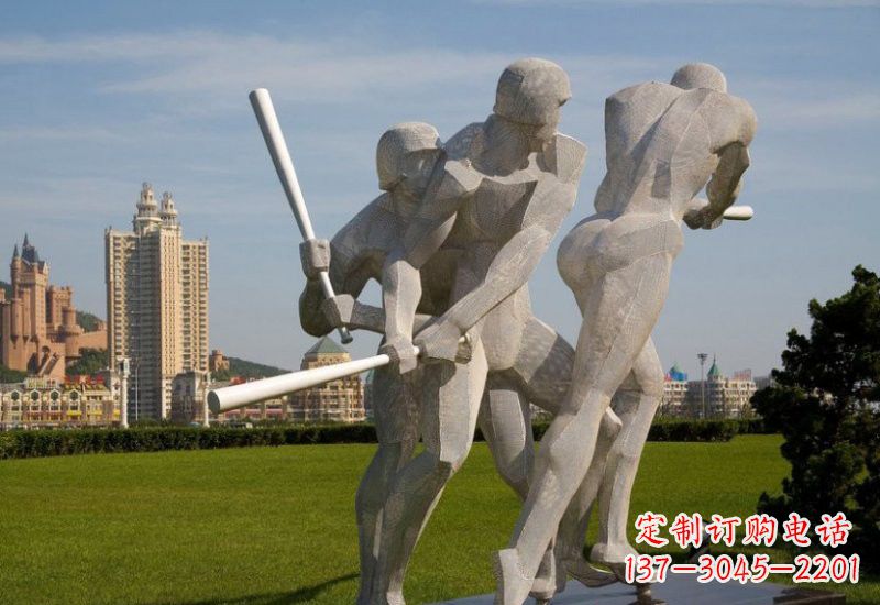 兰州不锈钢打棒球人物雕塑2