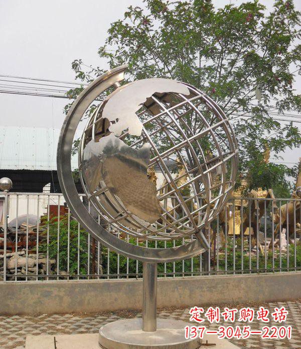 兰州精美不锈钢地球仪雕塑点缀校园美景