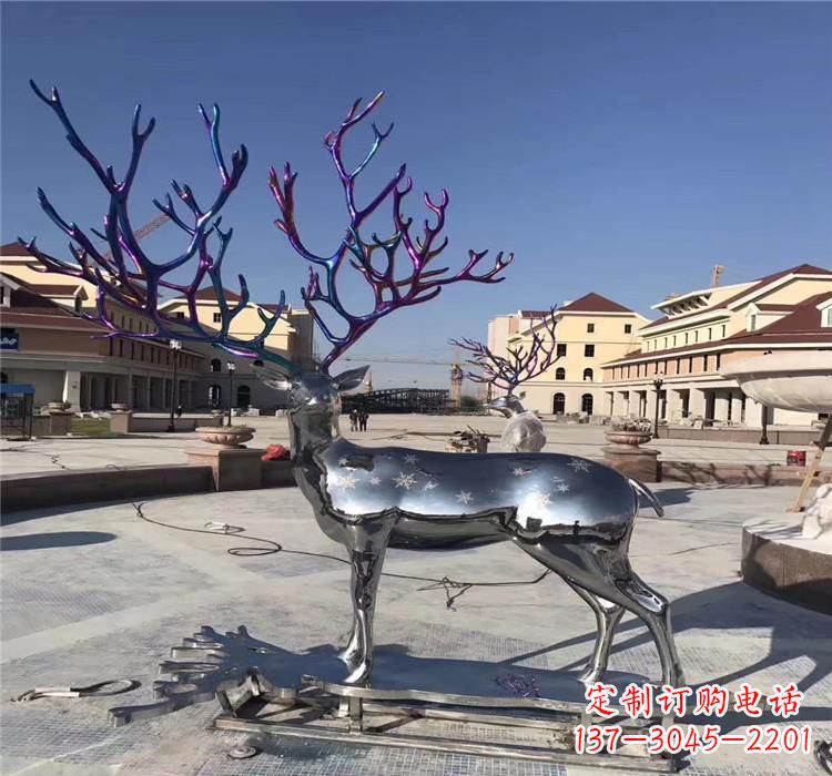 兰州不锈钢动物鹿 雕塑