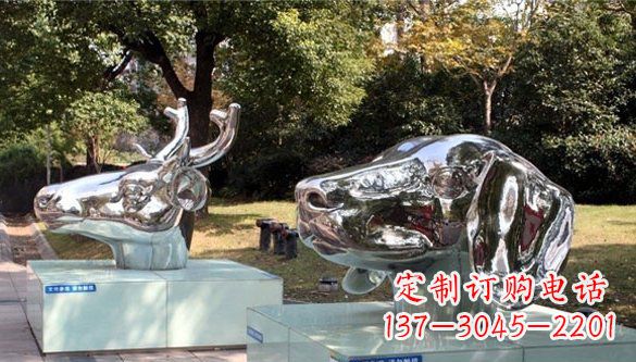 兰州动物十二生肖头像不锈钢雕塑