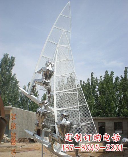 兰州海上航行不锈钢帆船雕塑