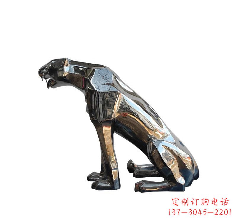 兰州不锈钢仿真动物豹雕塑