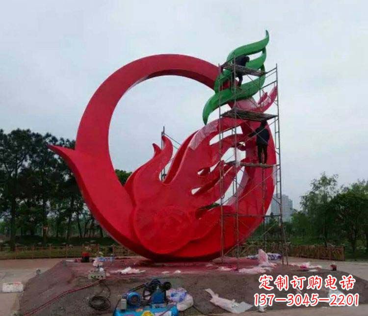 兰州不锈钢凤凰雕塑1