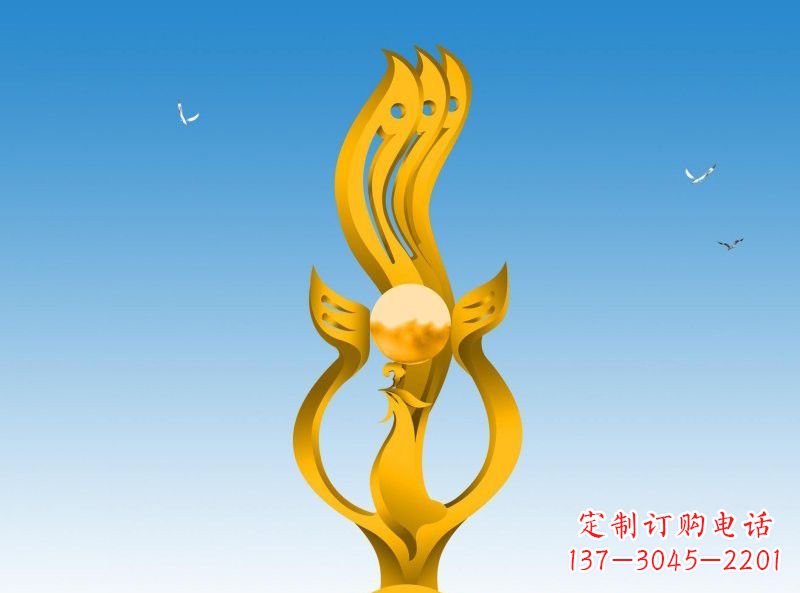 兰州不锈钢凤凰雕塑效果图