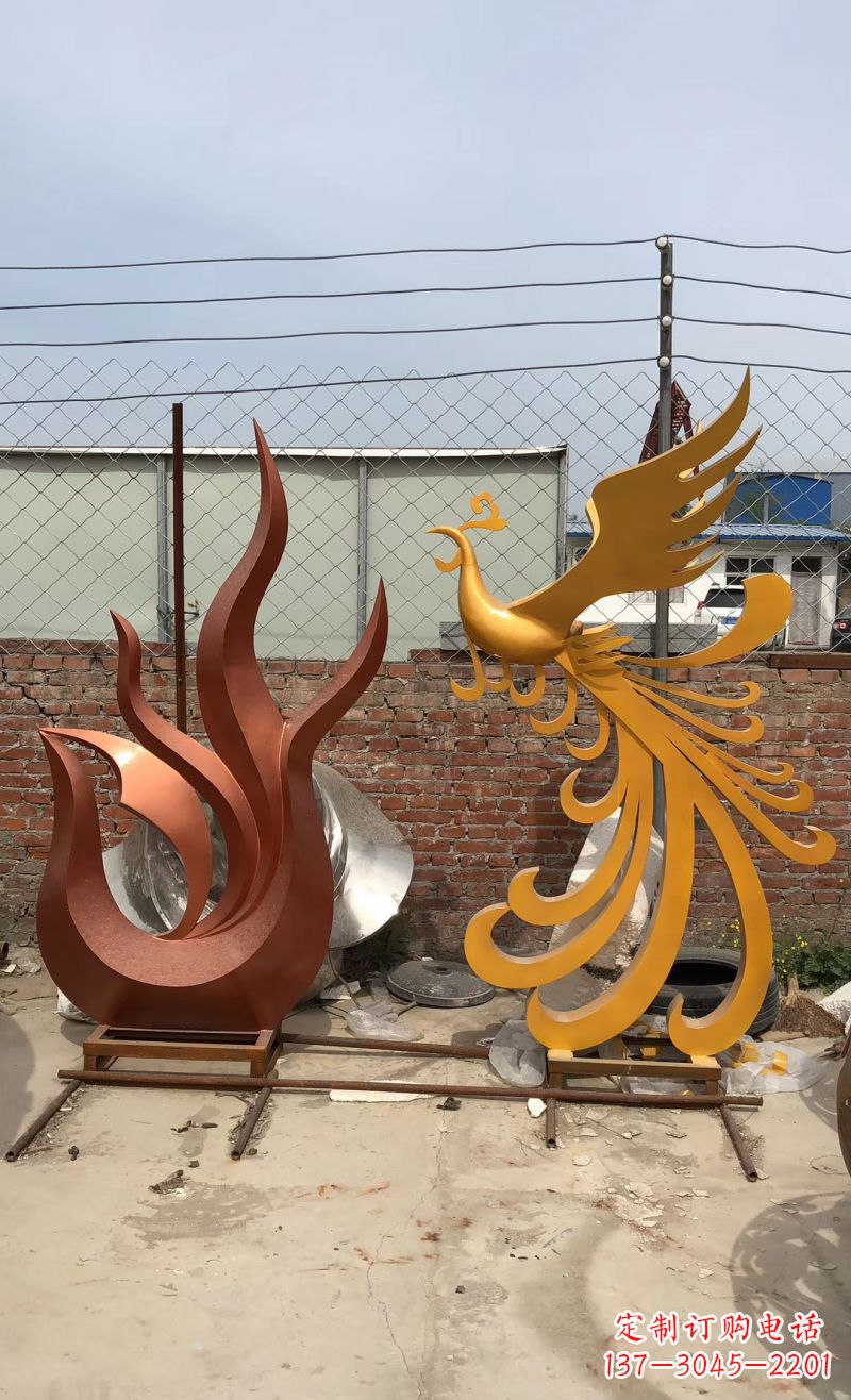 兰州不锈钢凤凰雕塑广场校园景观雕塑