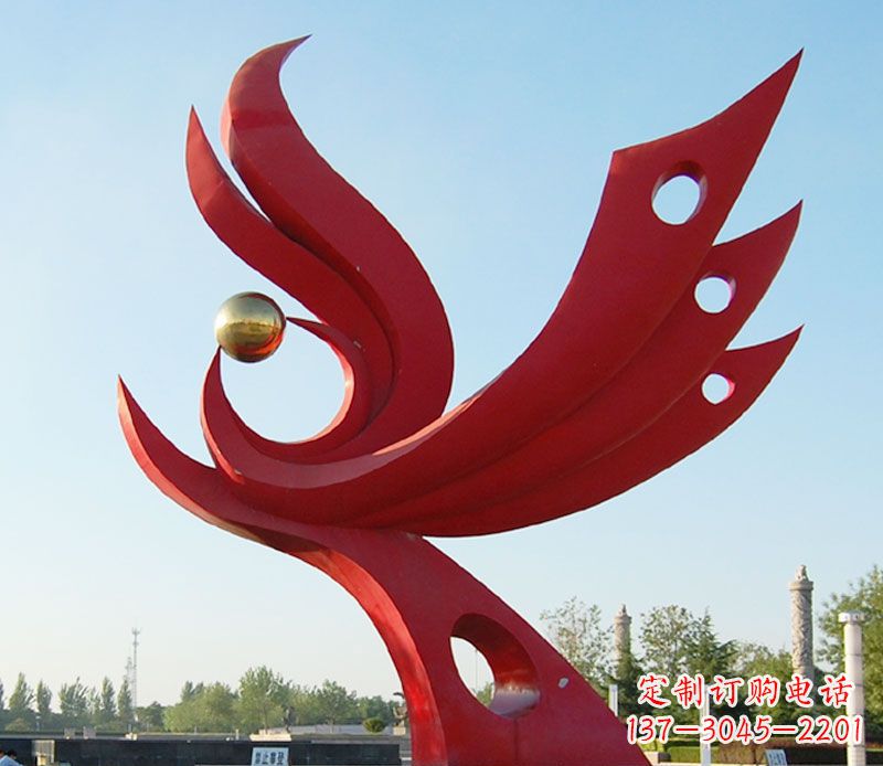 兰州不锈钢凤凰广场雕塑 (2)