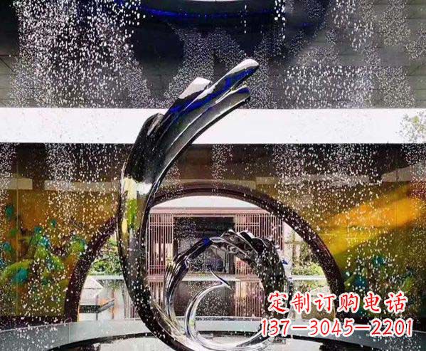 兰州不锈钢凤凰喷泉景观雕塑