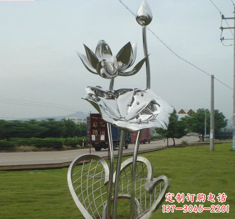 兰州不锈钢公园荷花荷叶雕塑