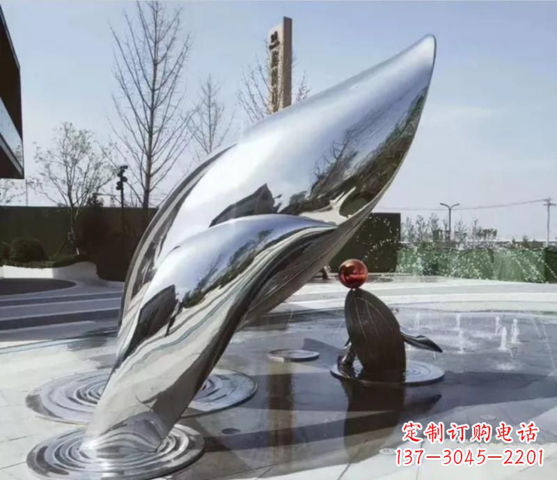 兰州精美不锈钢海豚雕塑