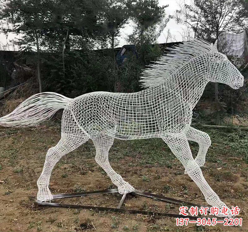 兰州不锈钢公园镂空奔马雕塑
