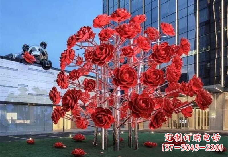 兰州不锈钢公园玫瑰花树雕塑