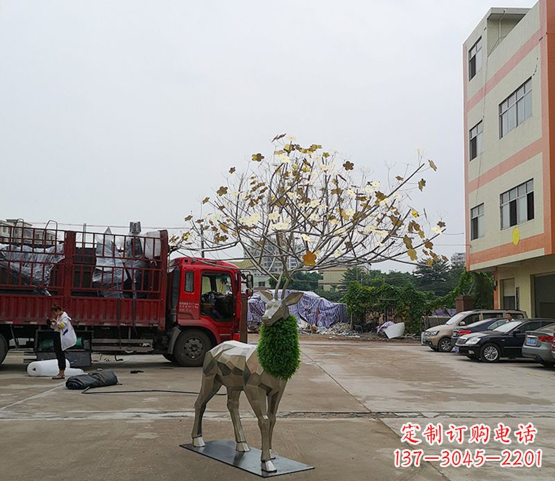 兰州不锈钢公园梅花鹿雕塑 (2)