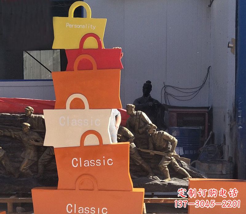 兰州不锈钢购物袋雕塑2