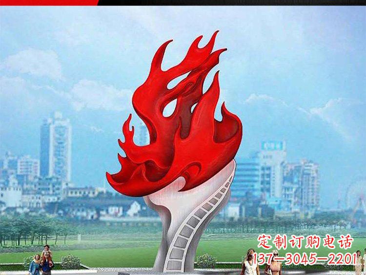 兰州不锈钢广场抽象火炬雕塑设计图