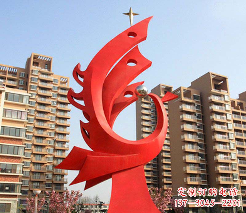 兰州凤凰雕塑不锈钢广场的精美景观