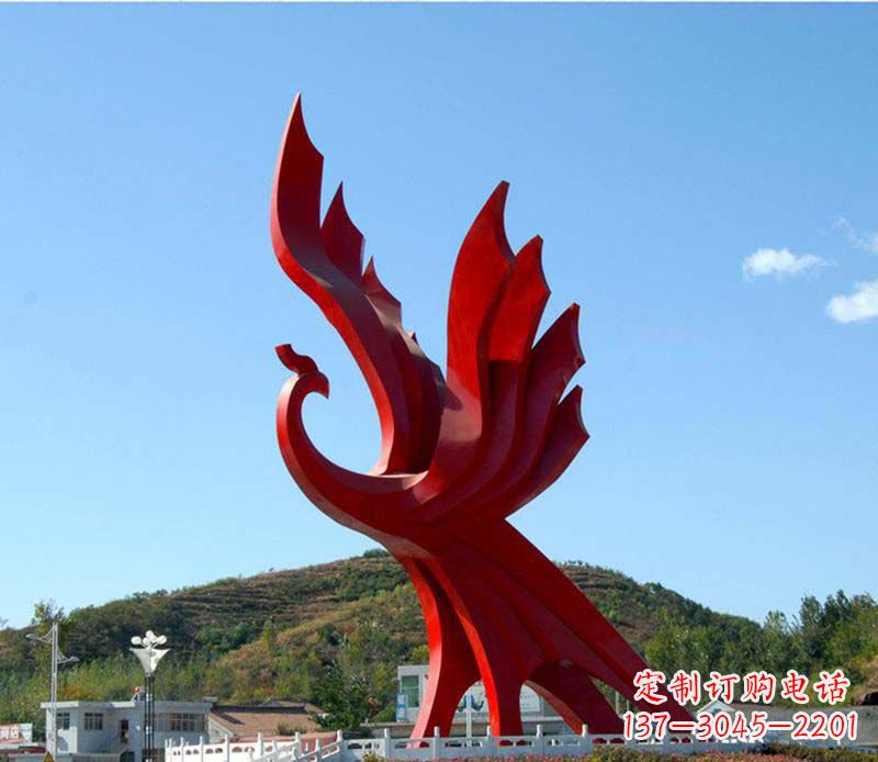 兰州不锈钢广场凤凰雕塑1