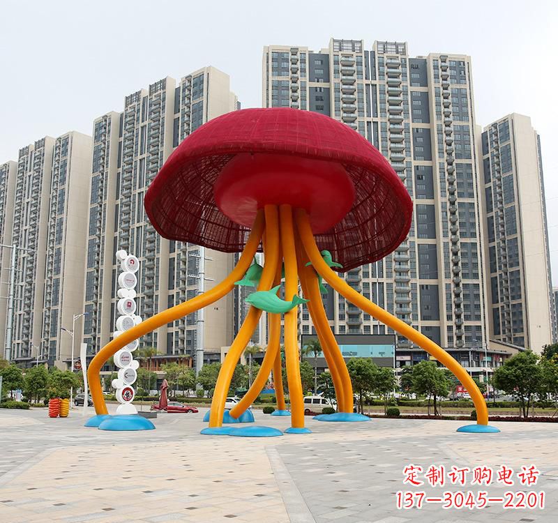 兰州不锈钢海洋水母动物雕塑精美绝伦