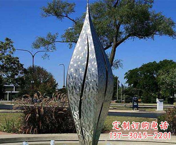 兰州不锈钢花骨朵喷泉雕塑精致细节展现精美艺术
