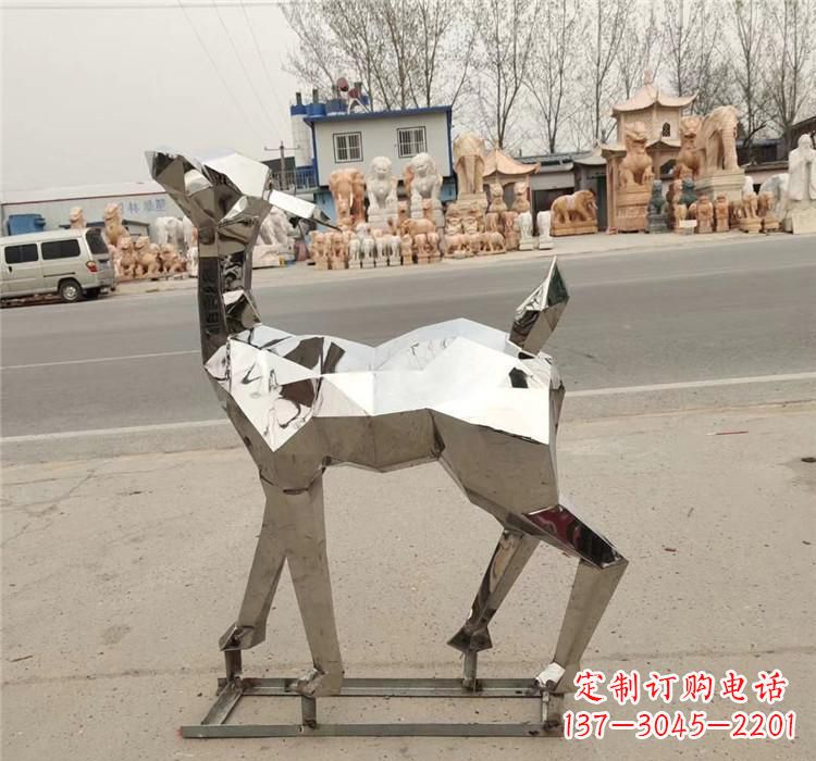 兰州不锈钢几何小鹿雕塑精美艺术品
