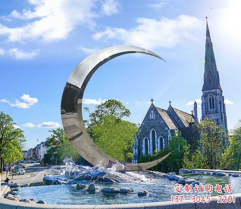 兰州不锈钢景观创意月亮雕塑
