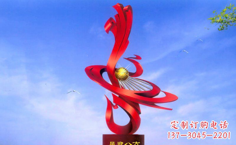 兰州不锈钢孔雀凤迎八方雕塑