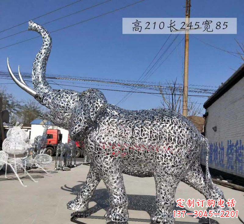 兰州不锈钢镂空大象造型雕塑