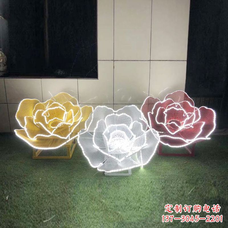 兰州精美不锈钢玫瑰花灯光雕塑