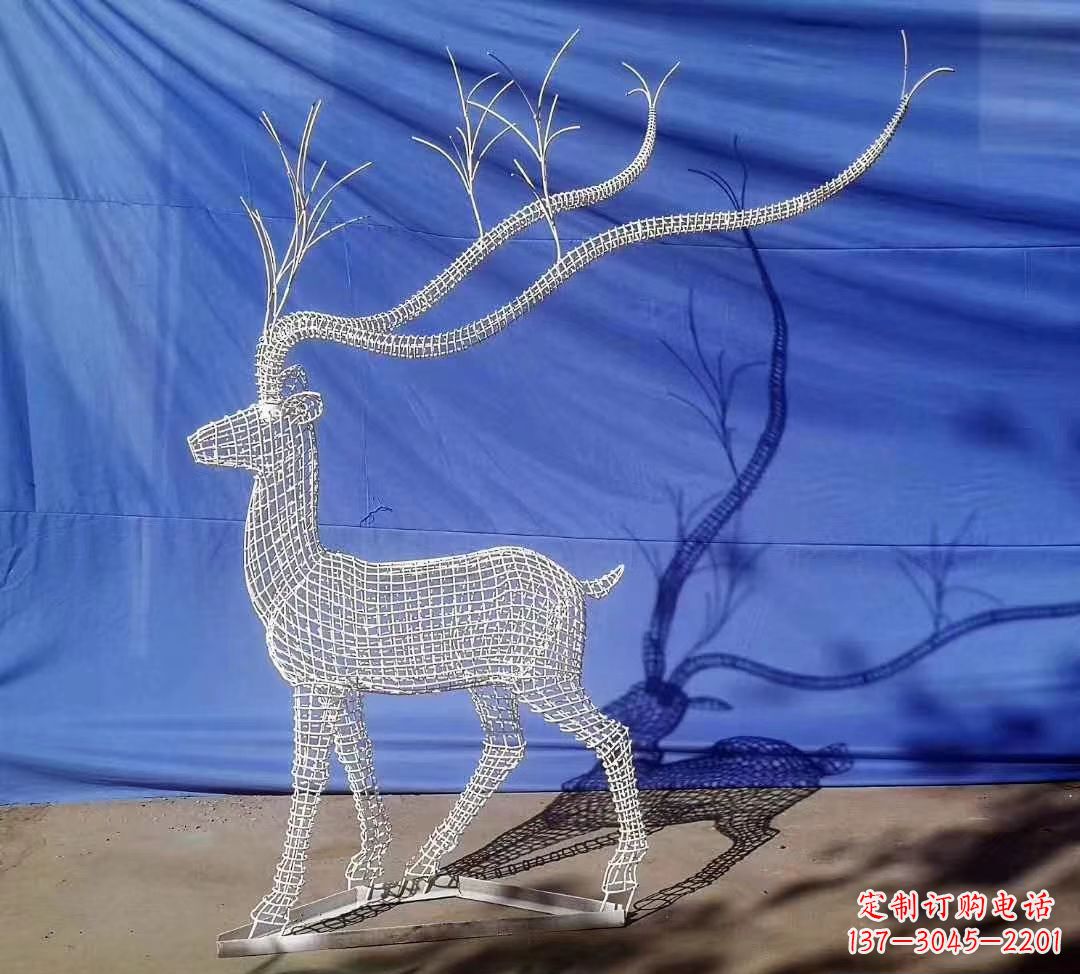 兰州不锈钢镂空麋鹿雕塑户外摆件广场景观雕塑