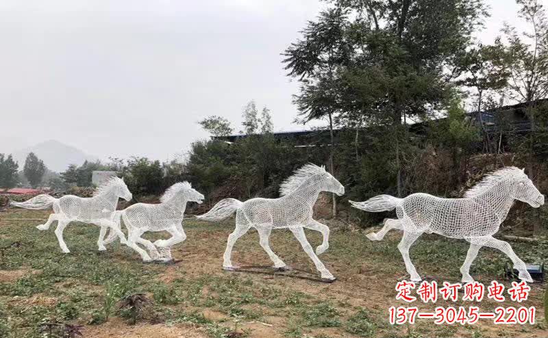 兰州不锈钢镂空群马群奔跑雕塑
