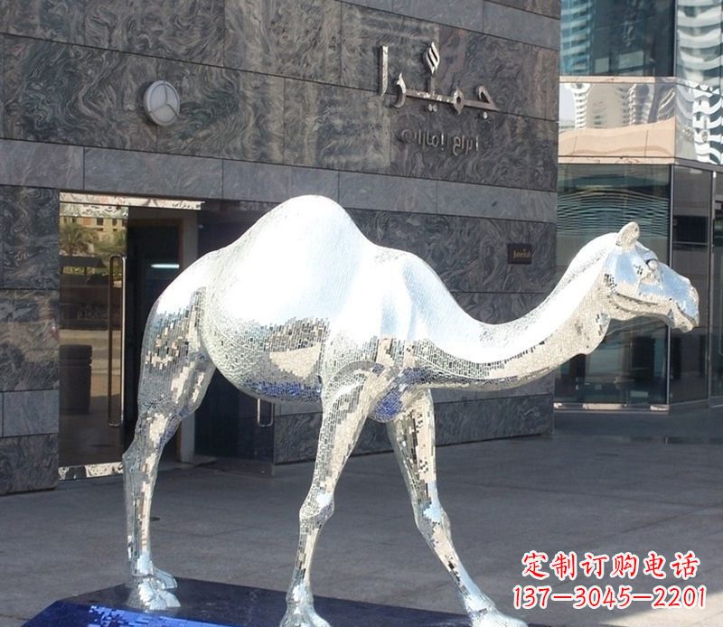 兰州不锈钢骆驼雕塑精美外形折射古朴美感