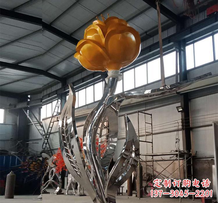 兰州不锈钢玫瑰花雕塑2