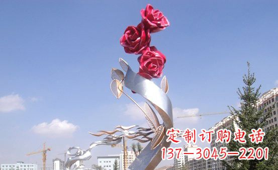 兰州不锈钢玫瑰花雕塑222
