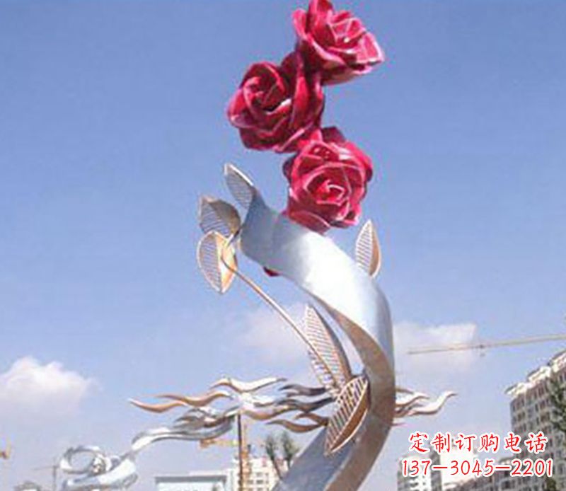 兰州不锈钢玫瑰花植物雕塑