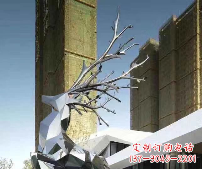 兰州梅花鹿雕塑美丽的景观和动物雕塑